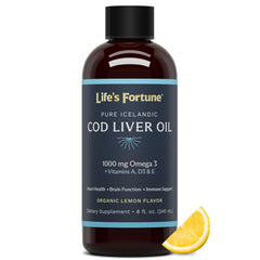Life's Fortune cod liver oil lemon flavor bottle 8 oz