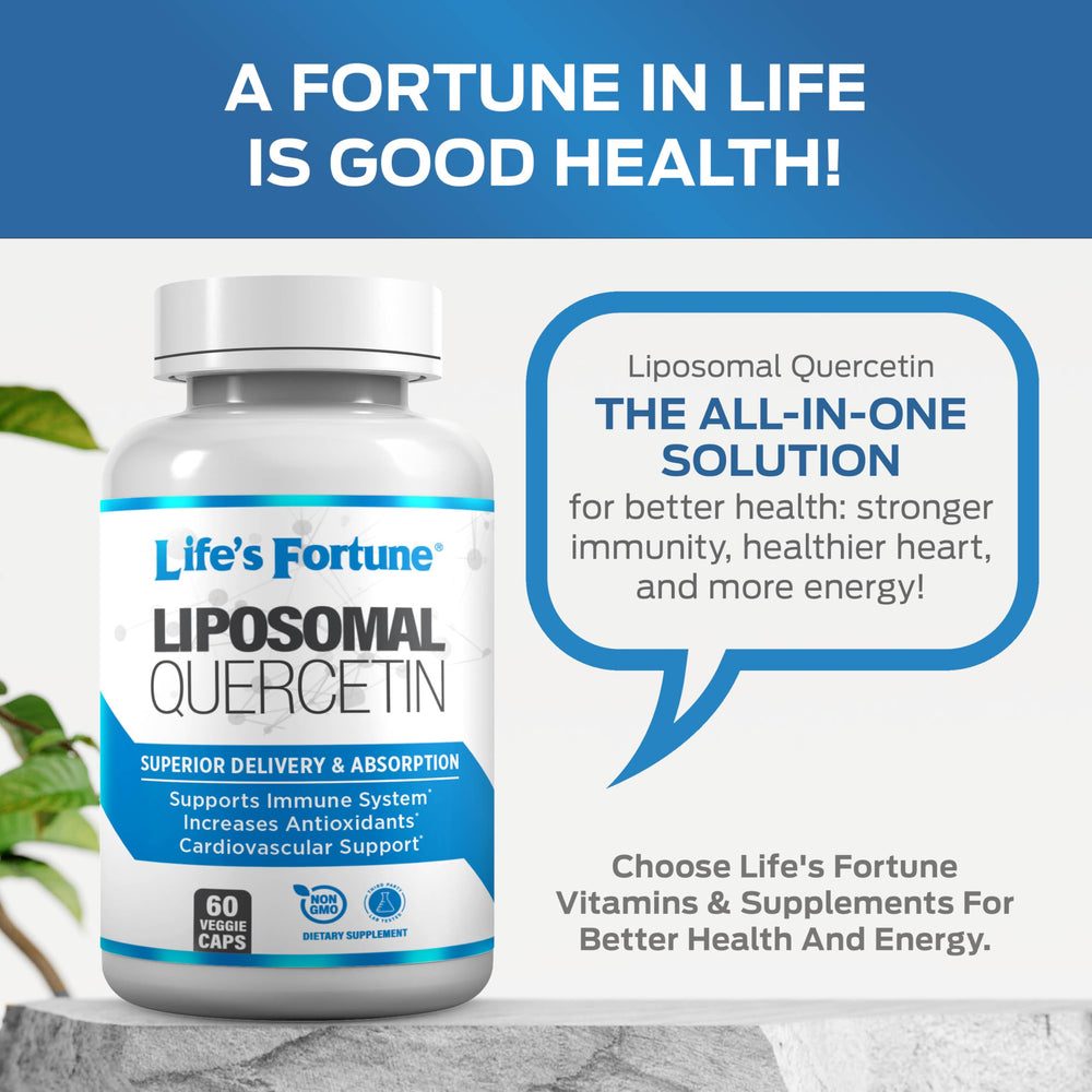 Life's Fortune Quercetin 250 mg bottle labeled immune support