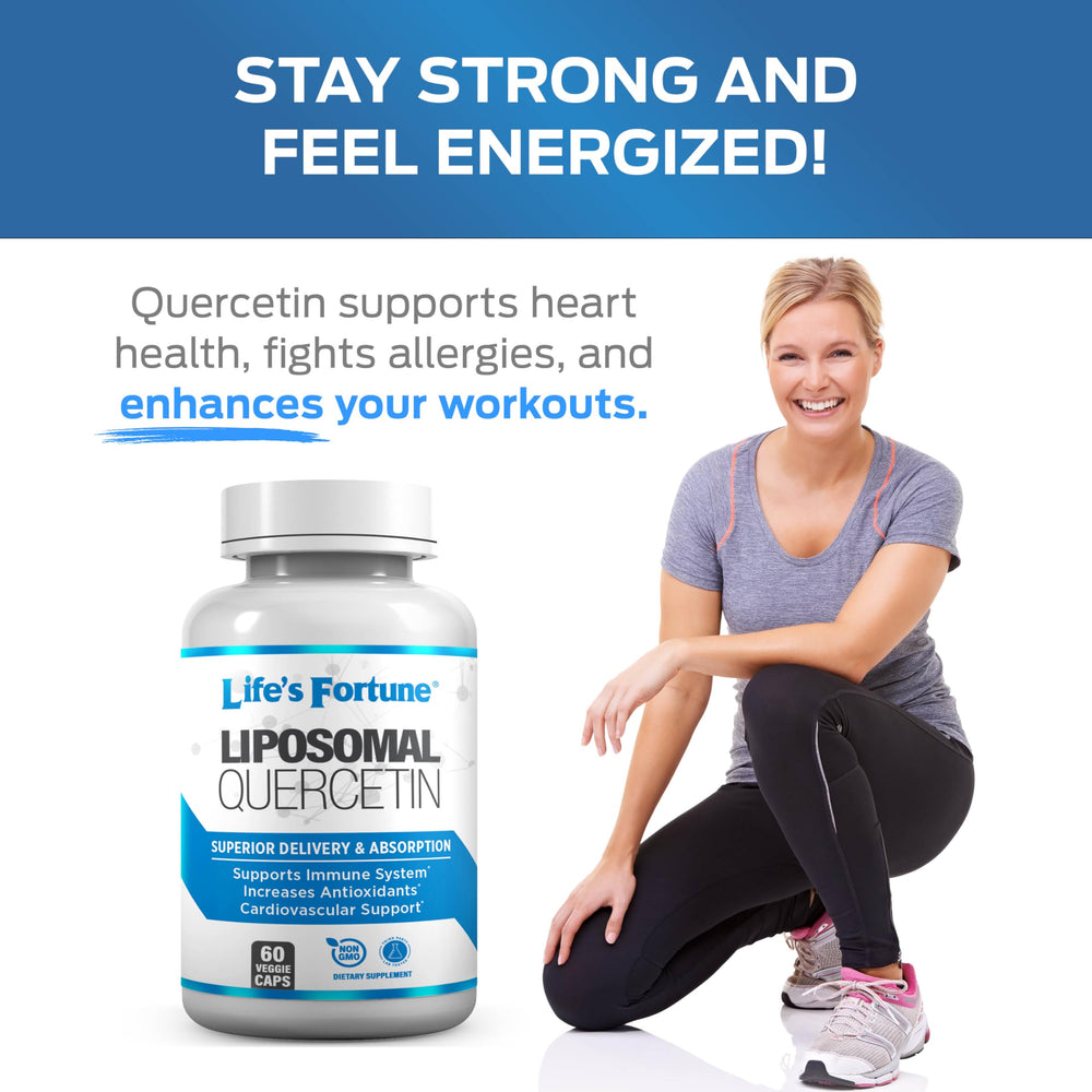 Close-up of dosage information for Life's Fortune quercetin liposomal supplement