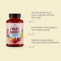 Immune support and digestive wellness nutrients label close-up