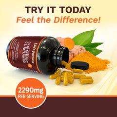 Outer box packaging and bottle display for Life's Fortune Turmeric Curcumin