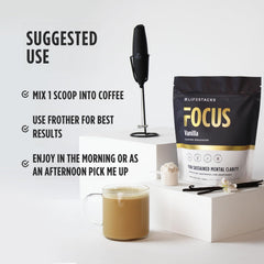 LIFESTACKS Focus vanilla scoop shows precise dosing for controlled enjoyment.