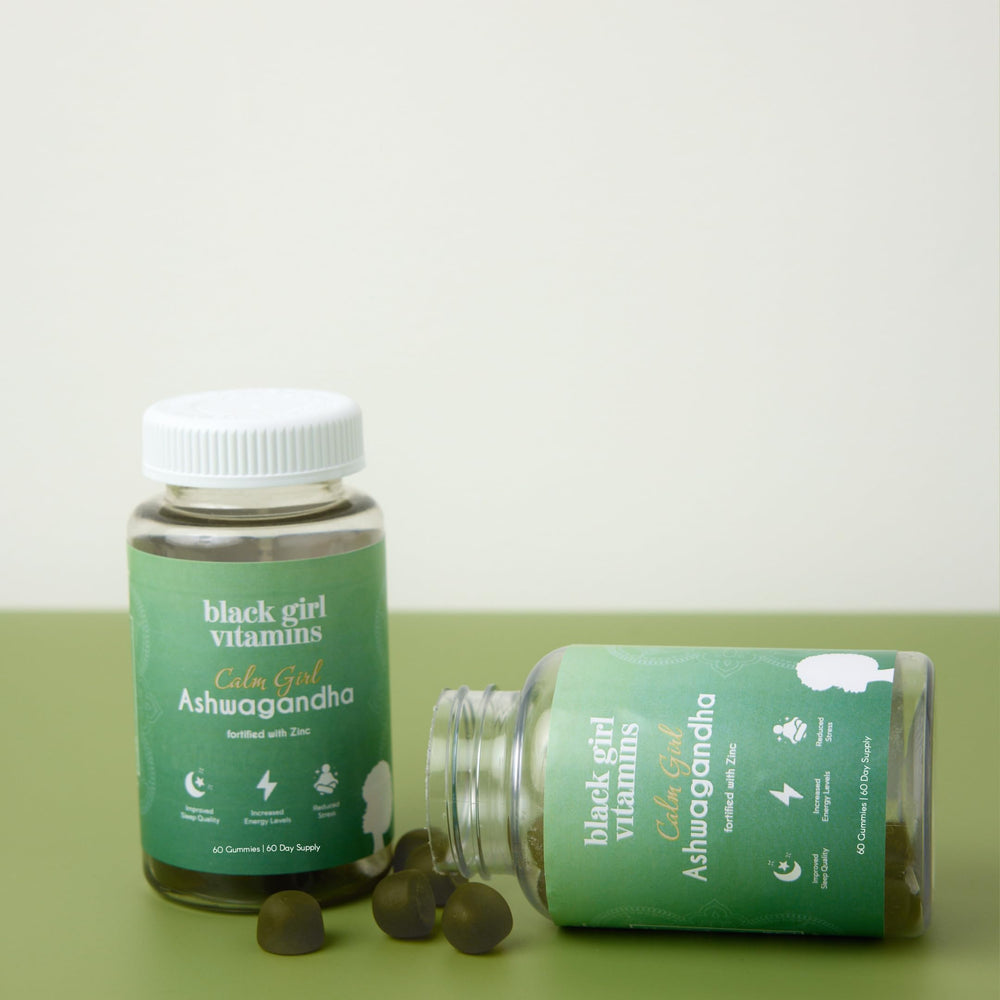 Lifestyle image of a Black woman with Calm Girl vitamins