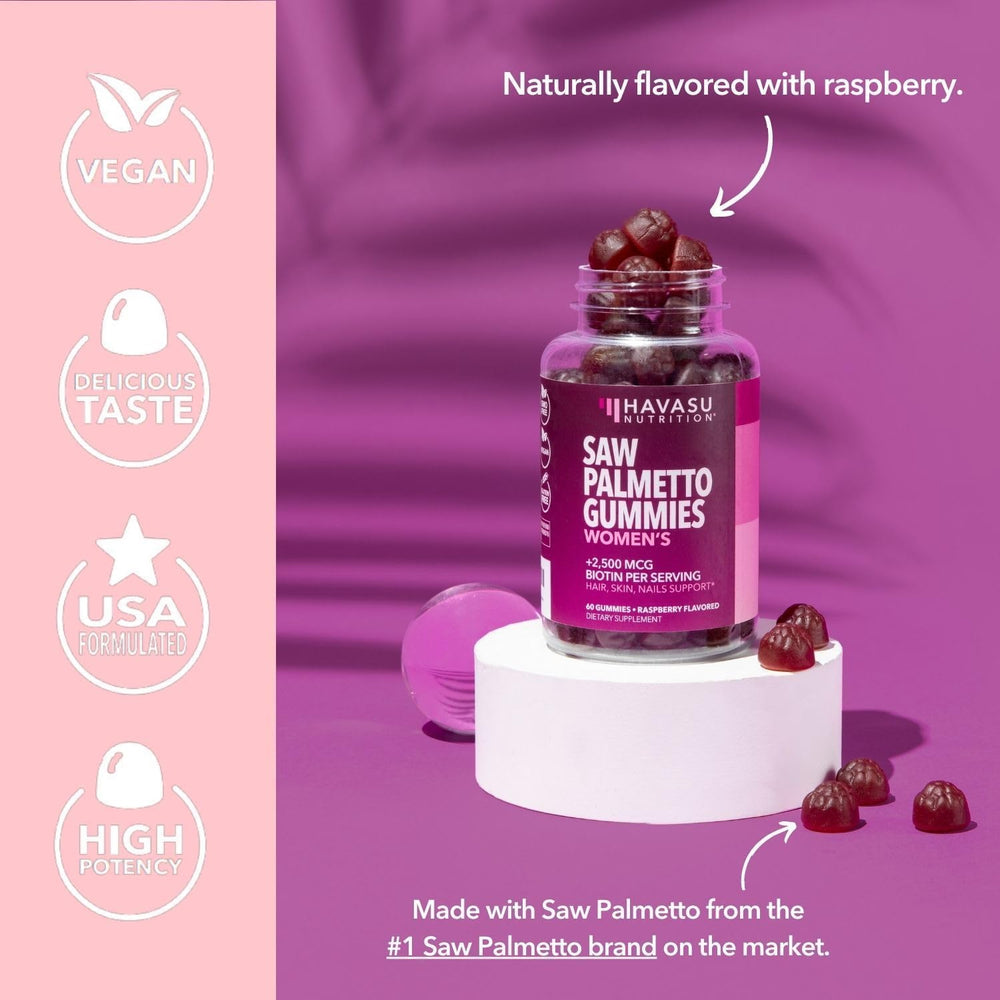 Lifestyle image of a woman taking gummies for hair and skin health