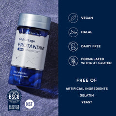 LifeVantage Protandim NAD Synergizer daily-use bottle with glass of water for focus.