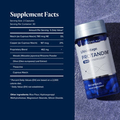 LifeVantage Protandim NAD Synergizer label detail highlights sirtuin activation messaging.
