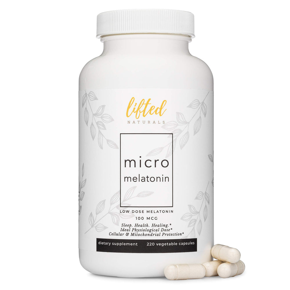 Lifted Naturals Micro Melatonin 100 mcg bottle with 220 vegetarian capsules