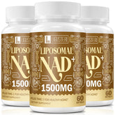 Bottle of LIGUSTERI Liposomal NAD+ with TMG 180 softgels on a white background
