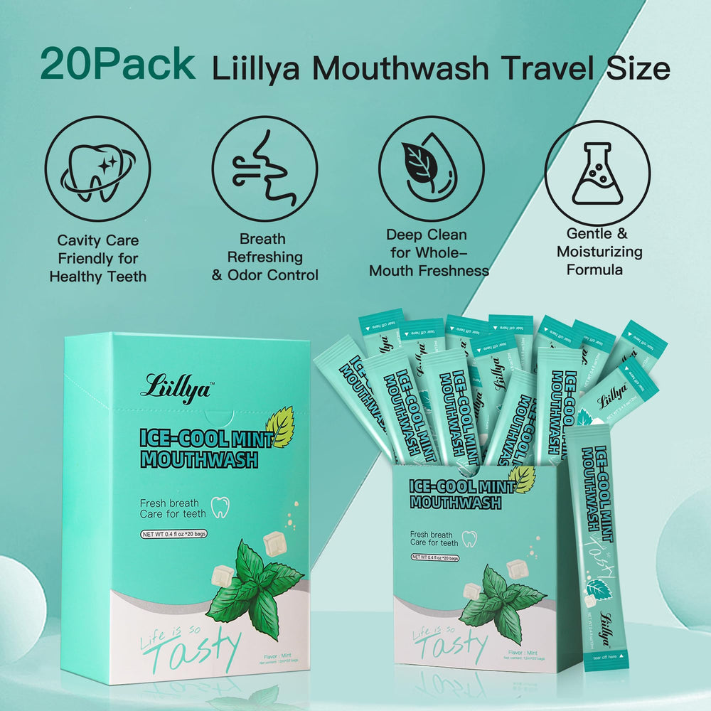 Mouthwash packets labeled Alcohol-Free and Fluoride-Free