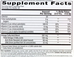 Nutrition details and ingredients label for Lil Critters Omega-3 DHA
