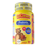 L'il Critters Probiotic bottle showing grape, cherry, and orange flavors