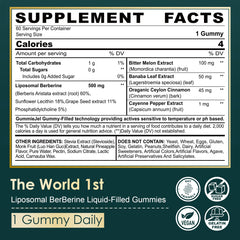 LILICARE Berberine 500mg gummies nutrition facts panel