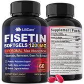 LILICARE Fisetin liposomal softgels bottle and packaging