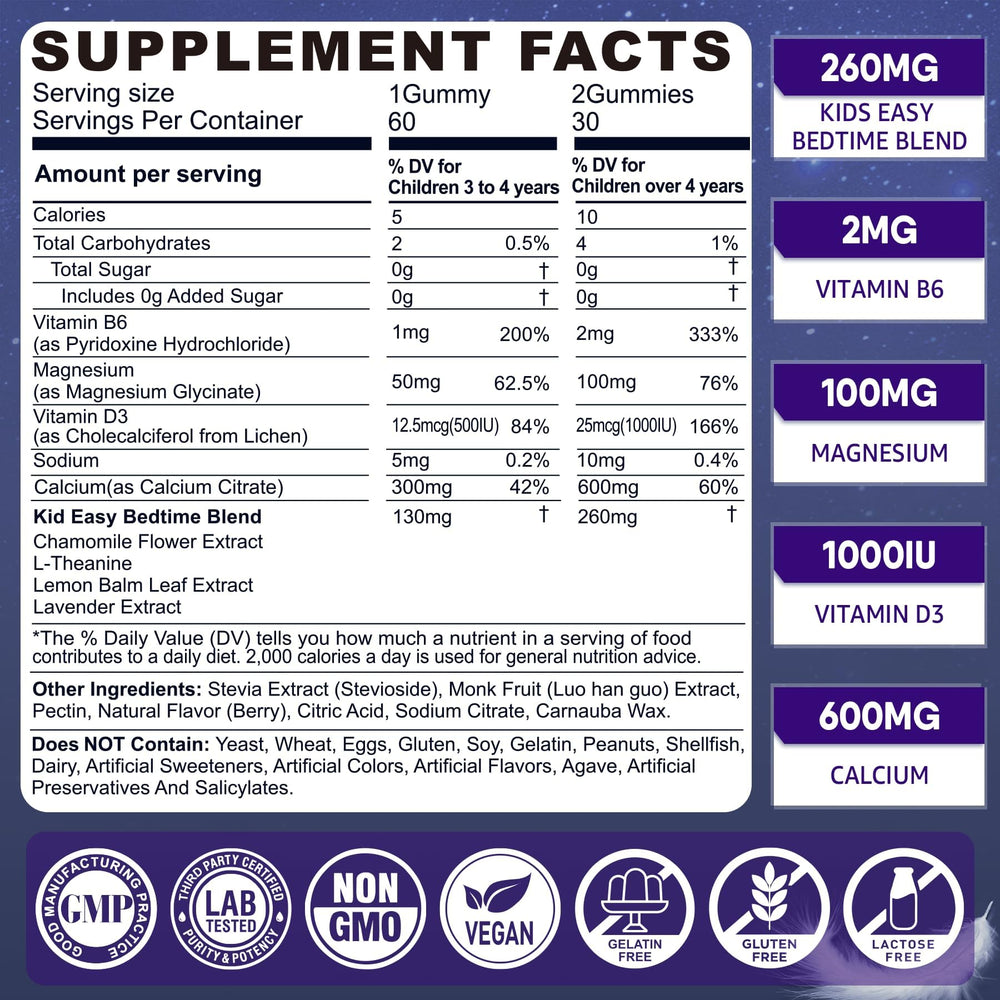 Front view of LILICARE Kids Sleep Gummies bottle