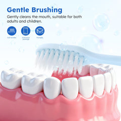 Each toothbrush includes 5g of toothpaste