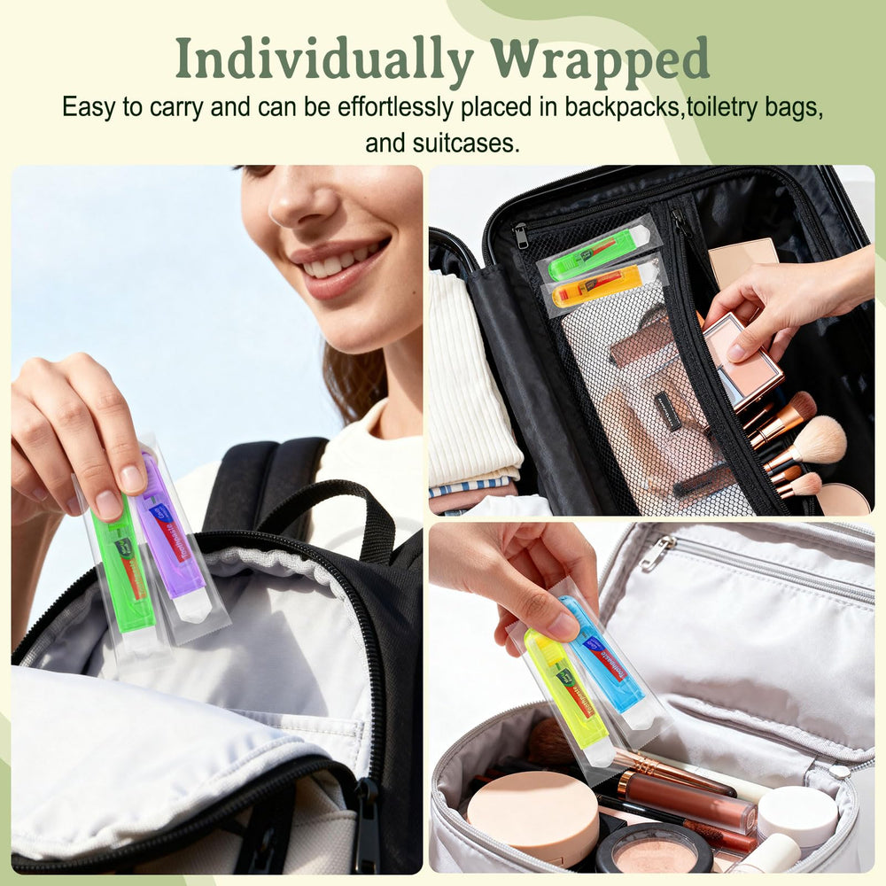 Travel-ready toothbrush kit in use