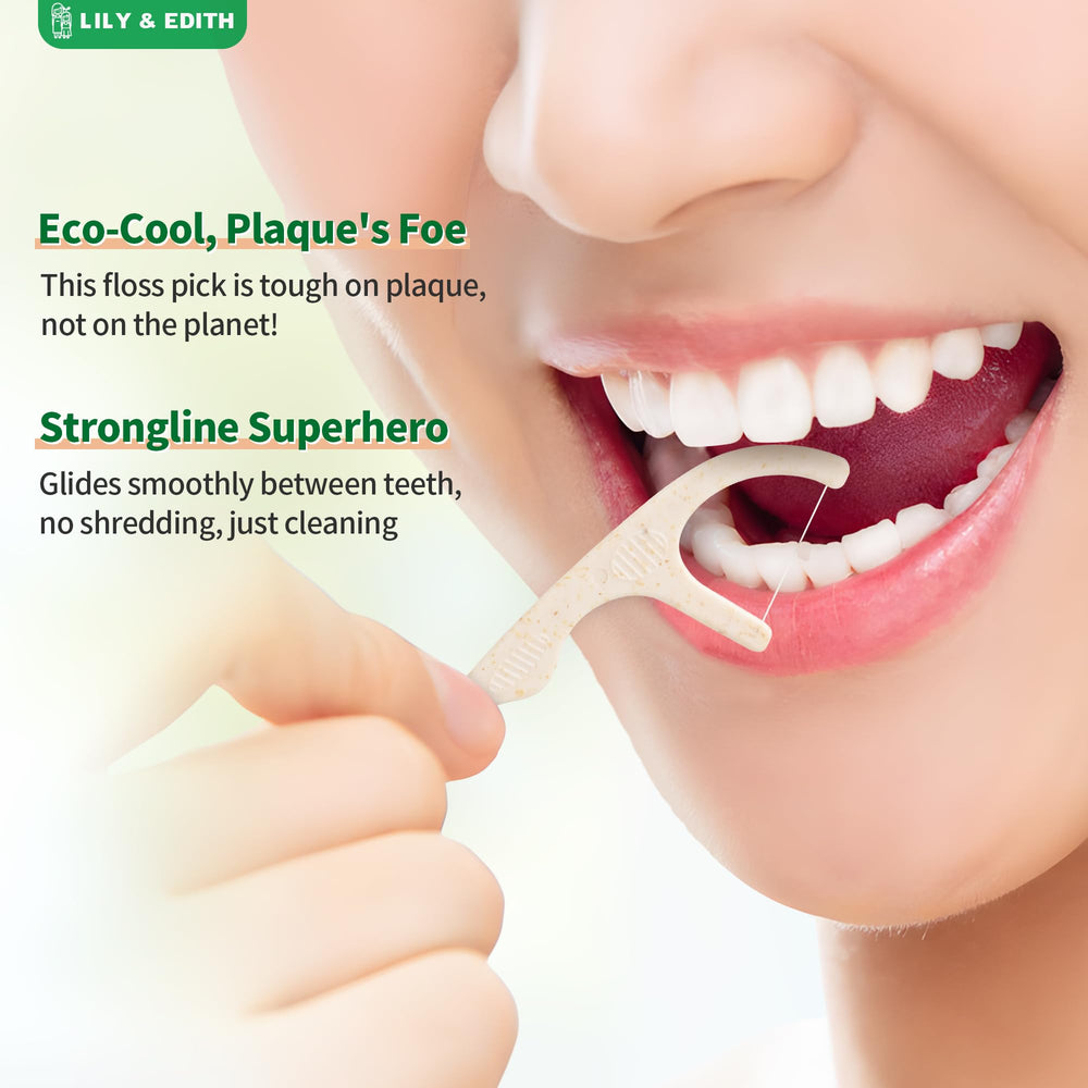 Ultra-sturdy floss thread on LILY & EDITH biodegradable floss picks
