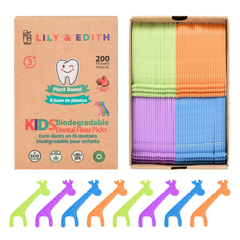 Packaging box for Lily & Edith 200-count fluoride-free floss picks