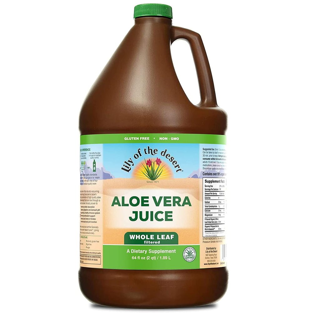 Bottle of Lily Of The Desert Whole Leaf Aloe Vera Juice with label