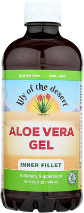 Front view of Lily of the Desert Aloe Vera Gel Inner Fillet 32 oz bottle