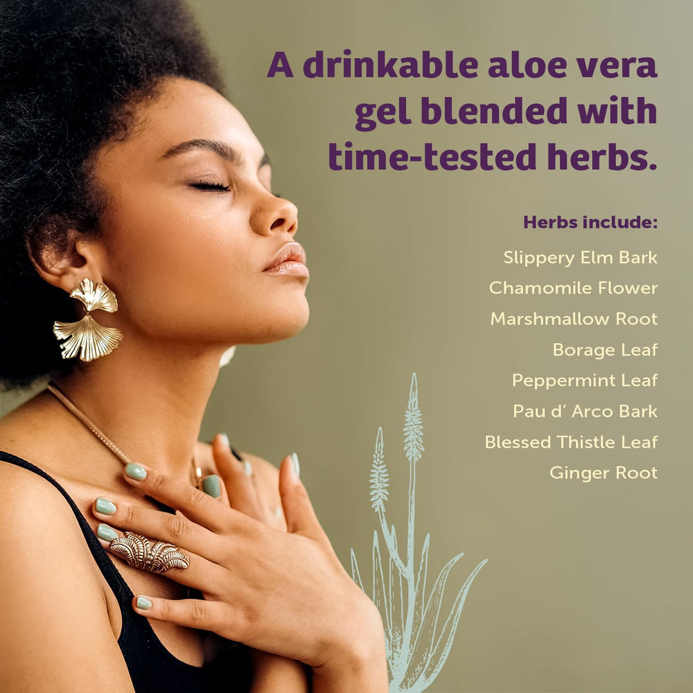 Herbal blend illustration including slippery elm, chamomile, peppermint and ginger
