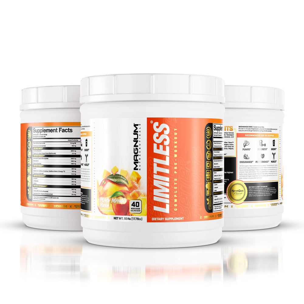 LIMITLESS Magnum 504g powder scoop with Peach Mango Rush