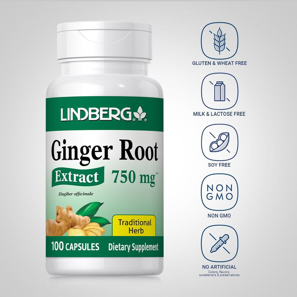 Close-up of Lindberg Ginger Root Capsules 750 mg
