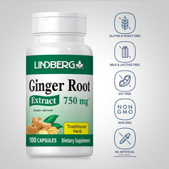 Close-up of Lindberg Ginger Root Capsules 750 mg