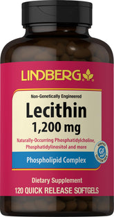 Lindberg Lecithin 1200mg softgel capsules bottle front view