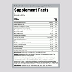 Close-up showing iron and folate on Lindberg prenatal vitamins