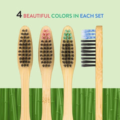 Pack of 4 Lindo EcoGrip Bamboo Toothbrushes in assorted colors