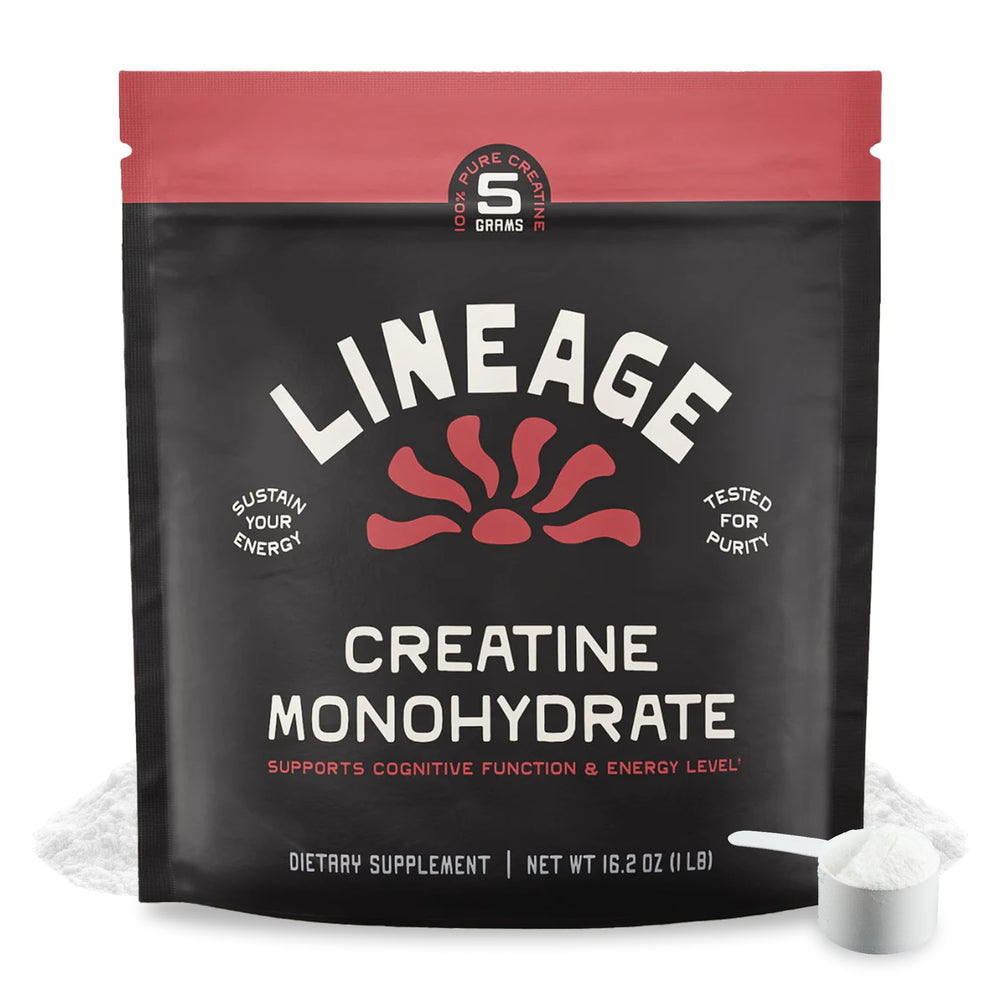 Lineage Provisions Micronized Creatine Monohydrate with Sea Salt bottle - front view
