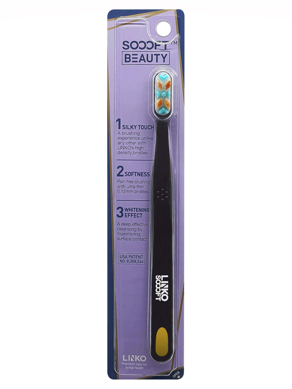 Close-up of Linko Soooft Shine & Beauty toothbrush bristles