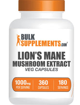 BulkSupplements Lion's Mane Capsules bottle with 1000 mg per serving and 360 capsules
