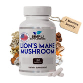 Front view of Lion's Mane capsules bottle