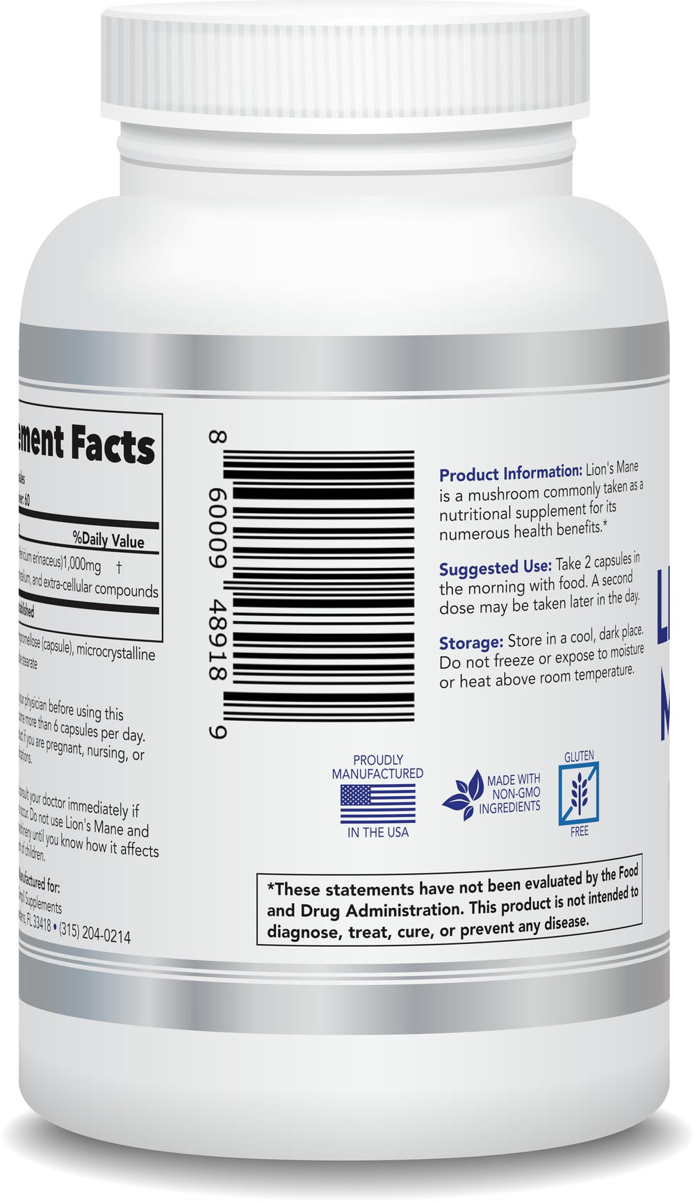 Close-up of Lion's Mane capsules