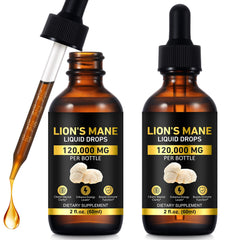 Two Lion's Mane Drops bottles (2-pack) in 4 oz size front view