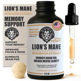 Front view of Lion's Mane tincture bottle, 2 oz, USA-grown