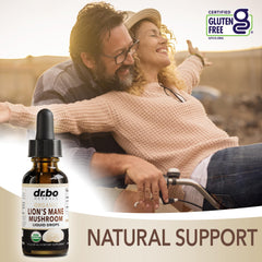 Graphic showing brain and immune support icons with Lions Mane