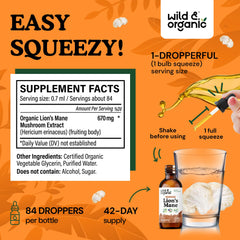 Close-up of 670 mg lions mane extract for brain support