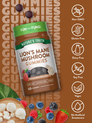 Close-up of mixed berry flavored Lion's Mane gummies