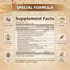Peach-flavored Lions Mane liquid drops bottle