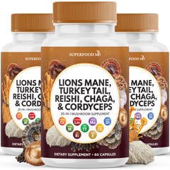 Packshot of Lions Mane mushroom supplement 180 count