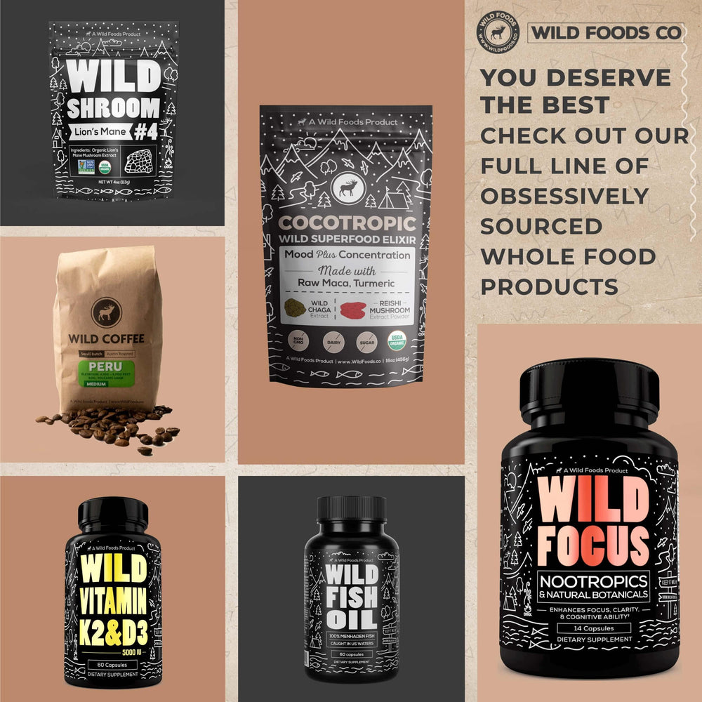 Non-GMO, organic Lions Mane powder label