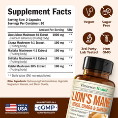 Chaga, Reishi, Shiitake and Maitake mushrooms for immune support