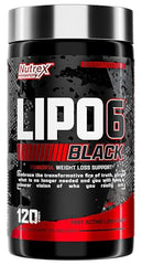 Nutrex Lipo-6 Black Max Strength Fat Burner bottle and capsules