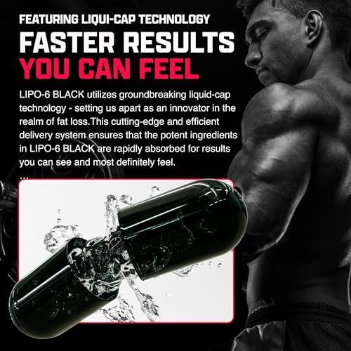 Close-up of fast-acting Lipo-6 Black Max capsules