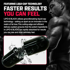 Close-up of fast-acting Lipo-6 Black Max capsules