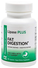 Lipase Plus bottle highlighting fat digestion enzyme