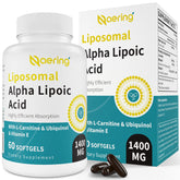 Front view of Liposomal Alpha Lipoic Acid 1400mg Softgels bottle